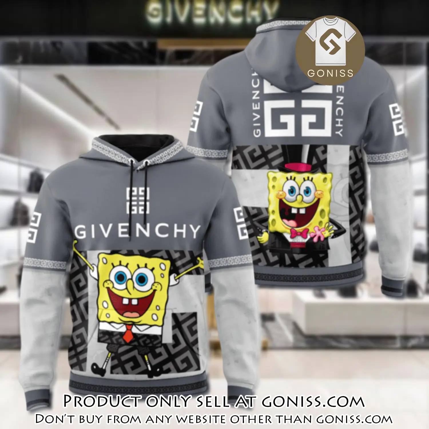 Givenchy spongebob unisex hoodie luxury brand gifts  jh2040 gn0035575